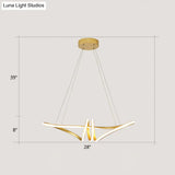 Minimalist Gold Twist Island Pendant Light Fixture With Led Metal Finish - Perfect For Restaurants