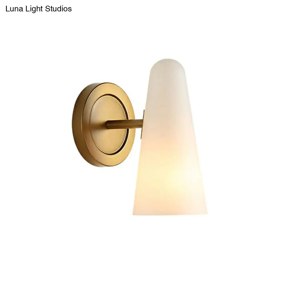 Minimalist Gold Wall Sconce Light For Living Room With Frosted Glass Shade