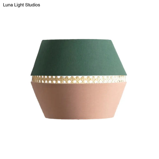Minimalist Green And Pink Cutout Sconce With Rattan Detail - Wall Mounted Light For Bedroom
