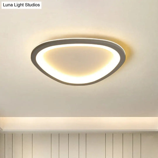 Minimalist Grey Geometric Acrylic Flush Mount Led Lighting Fixture For Bedroom / 14.5 Triangle