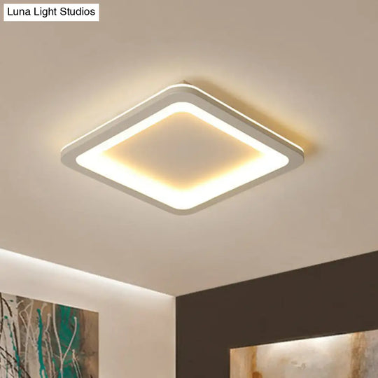 Minimalist Grey Geometric Acrylic Flush Mount Led Lighting Fixture For Bedroom / 14.5 Square Plate