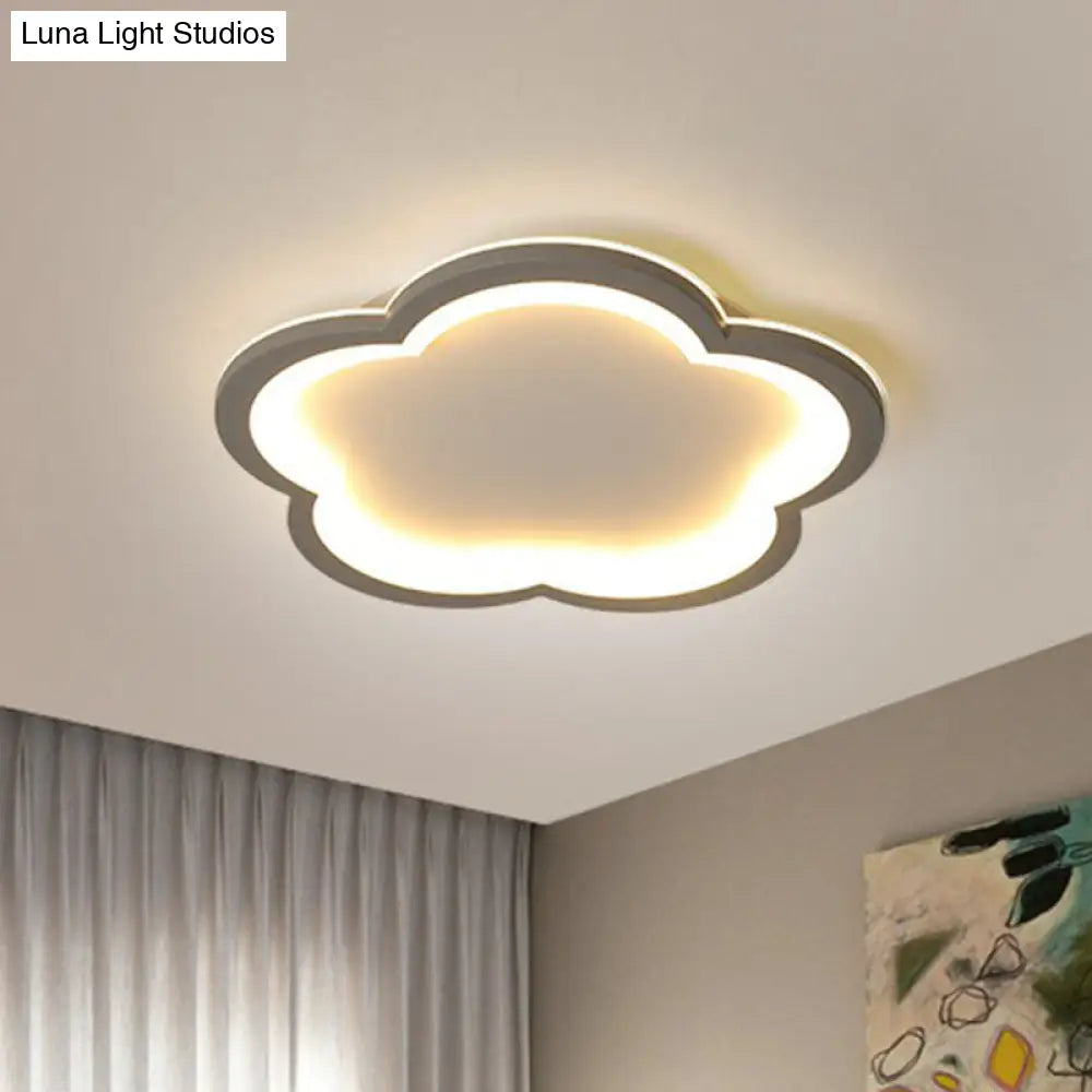 Minimalist Grey Geometric Acrylic Flush Mount Led Lighting Fixture For Bedroom / 14.5 Flower