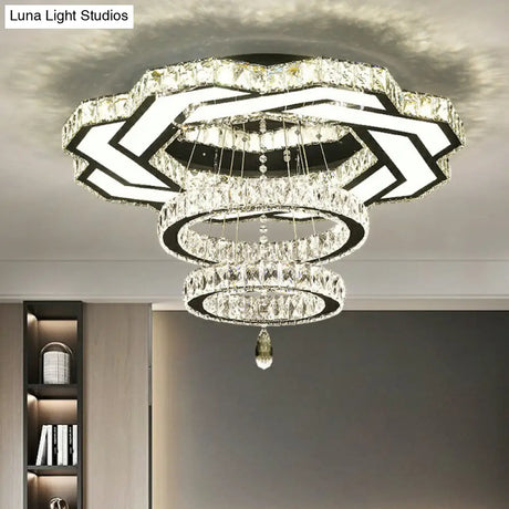 Minimalist Halo Ring Crystal Ceiling Mounted Light For Dining Room