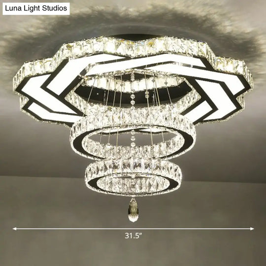 Minimalist Halo Ring Crystal Ceiling Mounted Light For Dining Room Clear / 31.5’ Polygon