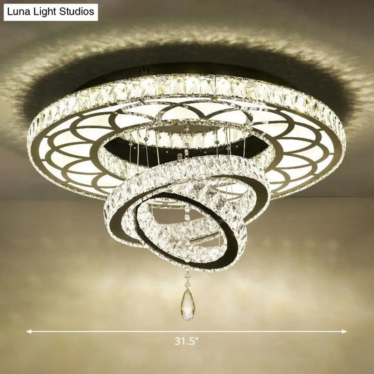 Minimalist Halo Ring Crystal Ceiling Mounted Light For Dining Room Clear / 31.5’ Round