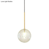 Minimalist Hand-Blown Glass Globe Hanging Lamp - Gold Finish Pendant Light