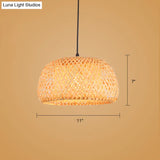 Minimalist Handwoven Rattan Pendant Ceiling Light - Wood Suspension Lighting