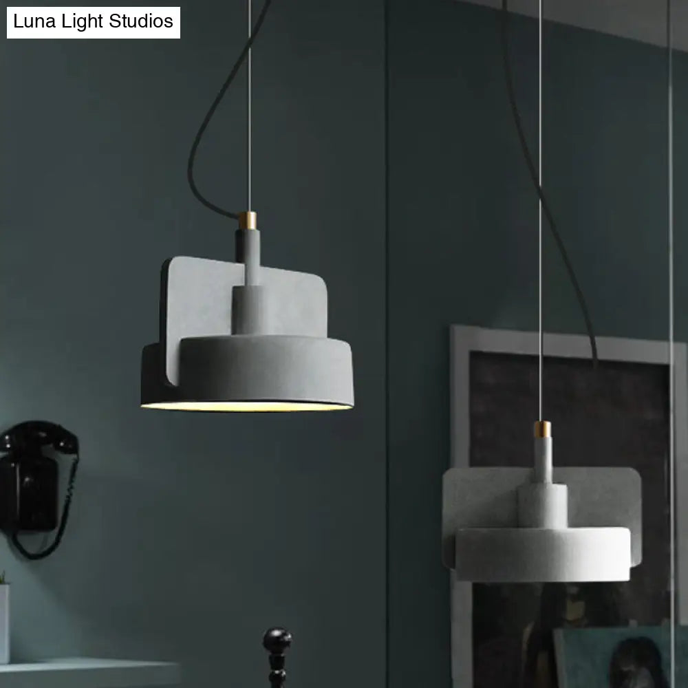 Minimalist Shallow Bowl Hanging Light With 1 Bulb - Red/Grey/Yellow