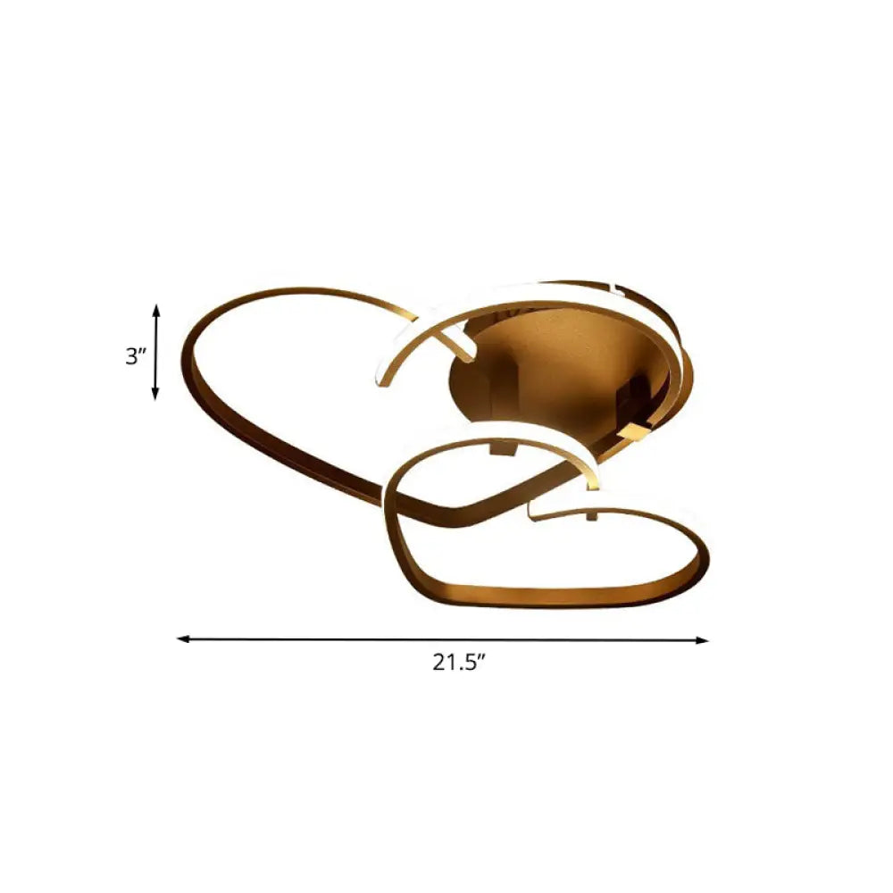 Minimalist Heart Flush Mount Spotlight - Acrylic Led Ceiling Fixture Coffee Finish Warm/White Light