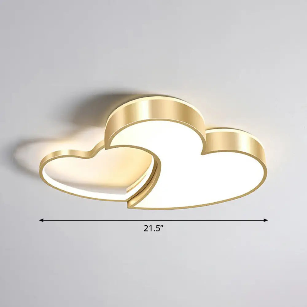 Minimalist Heart - Shaped Metal Ceiling Flush Mount Led Light In Golden Finish – Ideal For
