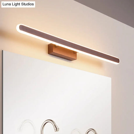 Minimalist Iron Sconce: 16/23.5/31.5 Led Vanity Wall Light Brown Finish - Warm/White Ideal For
