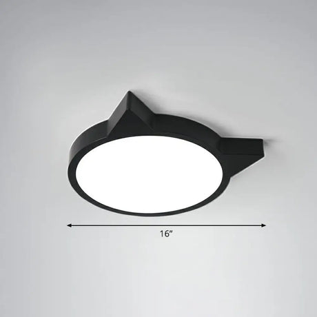 Minimalist Kitty Led Flushmount Ceiling Light For Kids’ Bedroom - Acrylic Flush Mount Black /