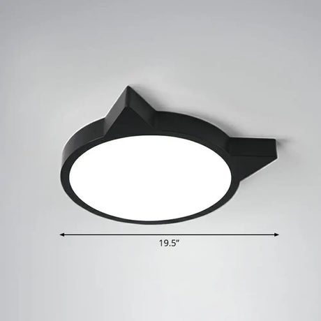 Minimalist Kitty Led Flushmount Ceiling Light For Kids’ Bedroom - Acrylic Flush Mount Black /