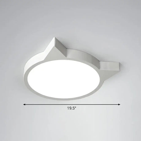 Minimalist Kitty Led Flushmount Ceiling Light For Kids’ Bedroom - Acrylic Flush Mount White / 19.5’