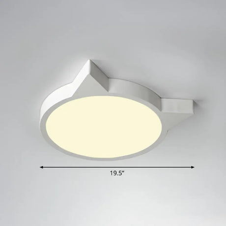 Minimalist Kitty Led Flushmount Ceiling Light For Kids’ Bedroom - Acrylic Flush Mount White /