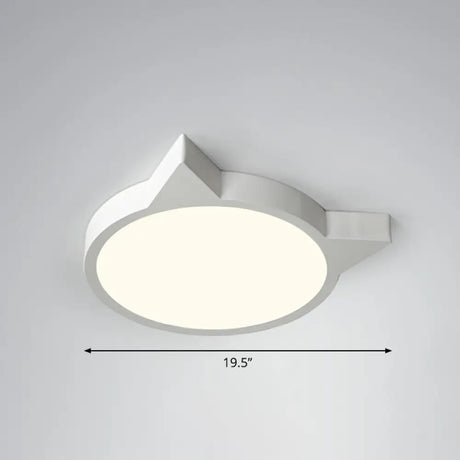 Minimalist Kitty Led Flushmount Ceiling Light For Kids’ Bedroom - Acrylic Flush Mount White /
