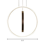 Minimalist Led Acrylic Chandelier Pendant - 23.5/31.5 Diameter Rings Brown Ceiling Light In