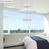 Minimalist Led Acrylic Chandelier With White Suspension Pendant - 3 Lights
