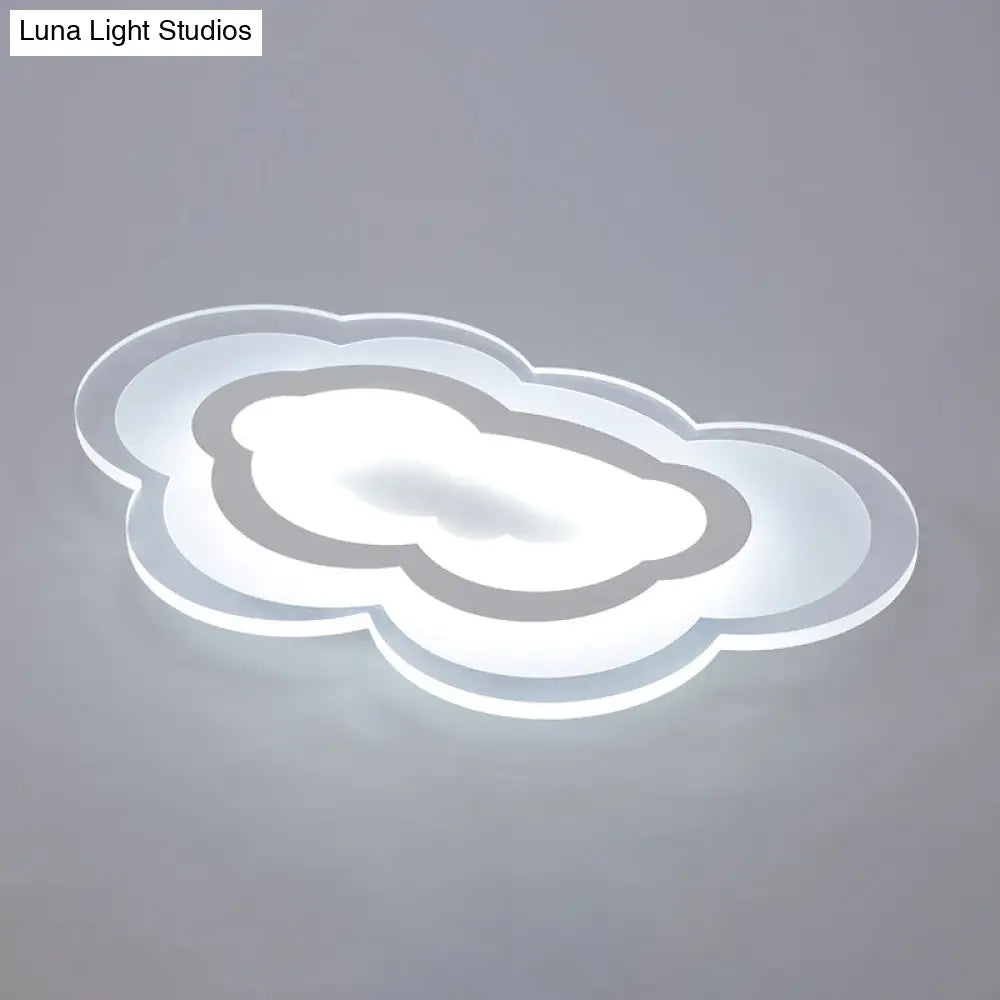 Minimalist Led Acrylic Cloud Flush-Mount Light Fixture - White Ceiling Lighting