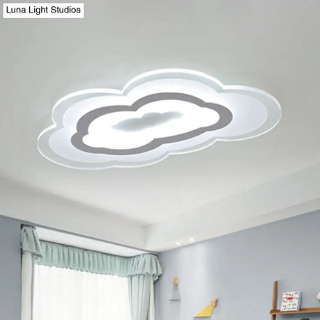 Minimalist Led Acrylic Cloud Flush-Mount Light Fixture - White Ceiling Lighting