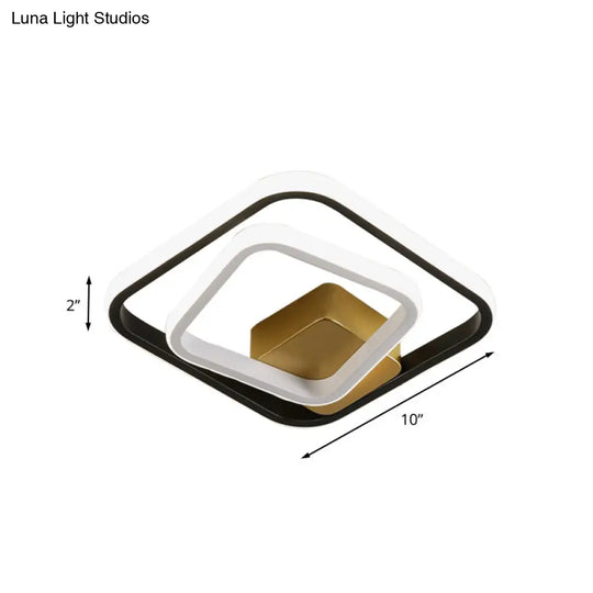 Minimalist Led Acrylic Flush Mount Ceiling Light Fixture - White/Black Round/Square Ring Flushmount