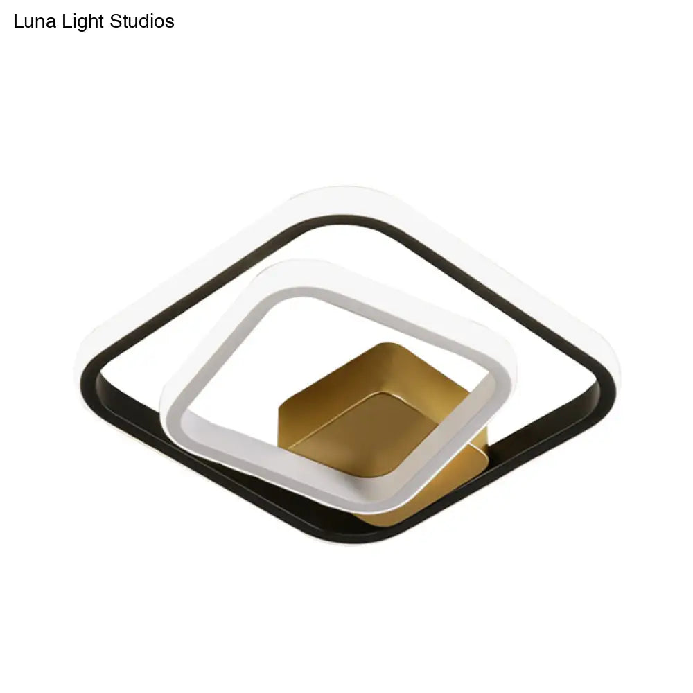 Minimalist Led Acrylic Flush Mount Ceiling Light Fixture - White/Black Round/Square Ring Flushmount