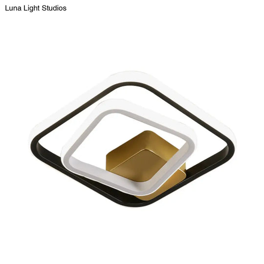 Minimalist Led Acrylic Flush Mount Ceiling Light Fixture - White/Black Round/Square Ring Flushmount