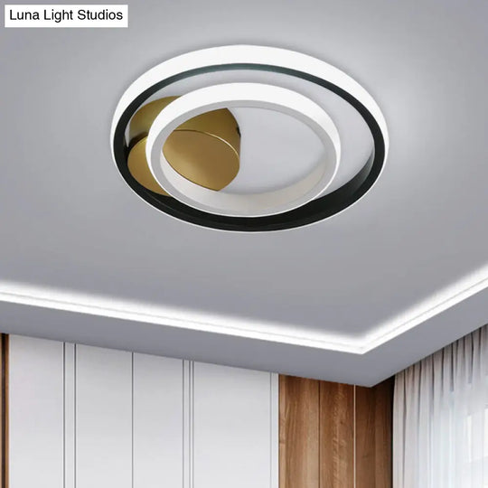 Minimalist Led Acrylic Flush Mount Ceiling Light Fixture - White/Black Round/Square Ring Flushmount
