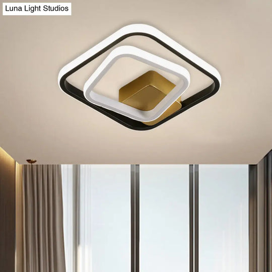 Minimalist Led Acrylic Flush Mount Ceiling Light Fixture - White/Black Round/Square Ring Flushmount
