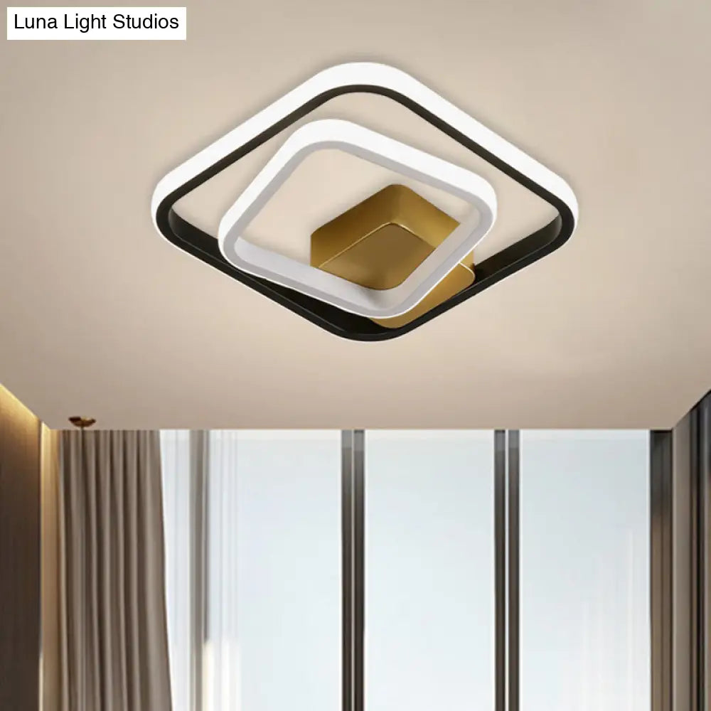 Minimalist Led Acrylic Flush Mount Ceiling Light Fixture - White/Black Round/Square Ring Flushmount