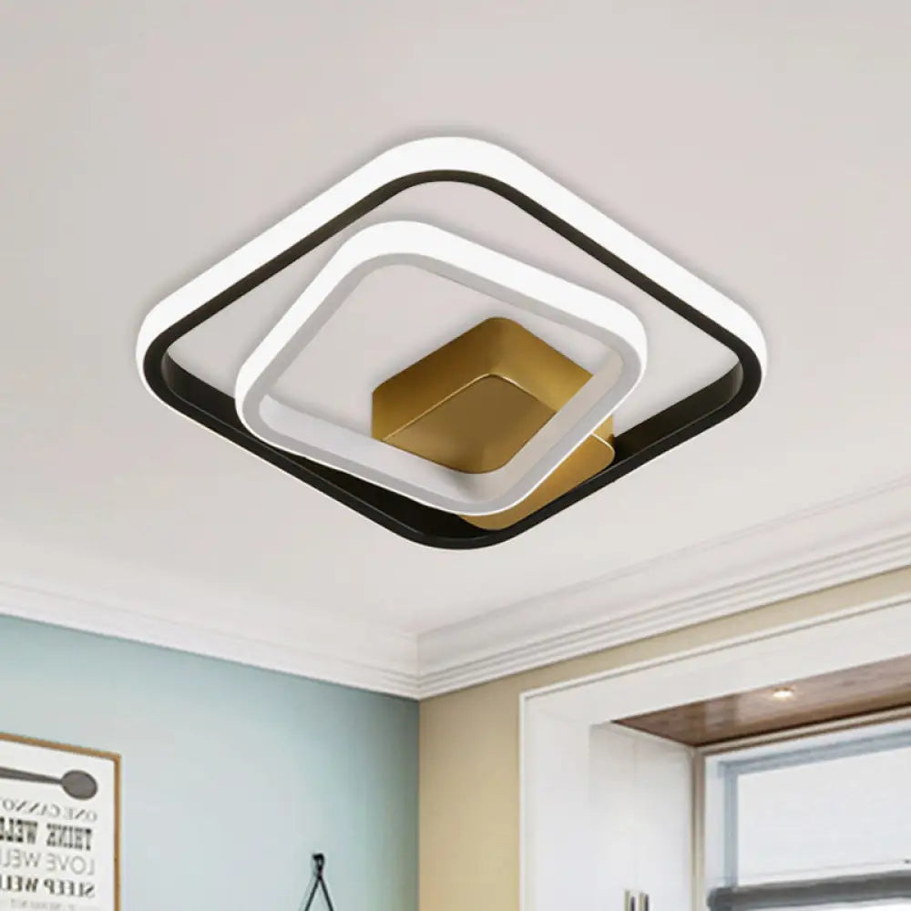 Minimalist Led Acrylic Flush Mount Ceiling Light Fixture - White/Black Round/Square Ring Flushmount