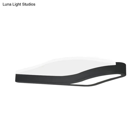 Minimalist Led Acrylic Flush Mount Light In Black Wave Design Warm/White - Close To Ceiling Lamp