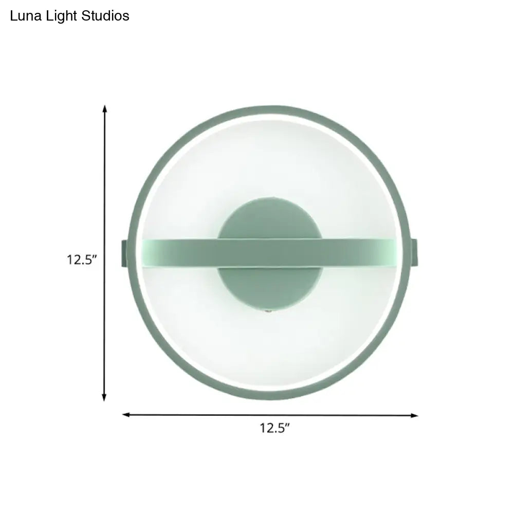 Minimalist Led Acrylic Wall Lamp In Green - White/Warm Light 12.5/16.5 Dia