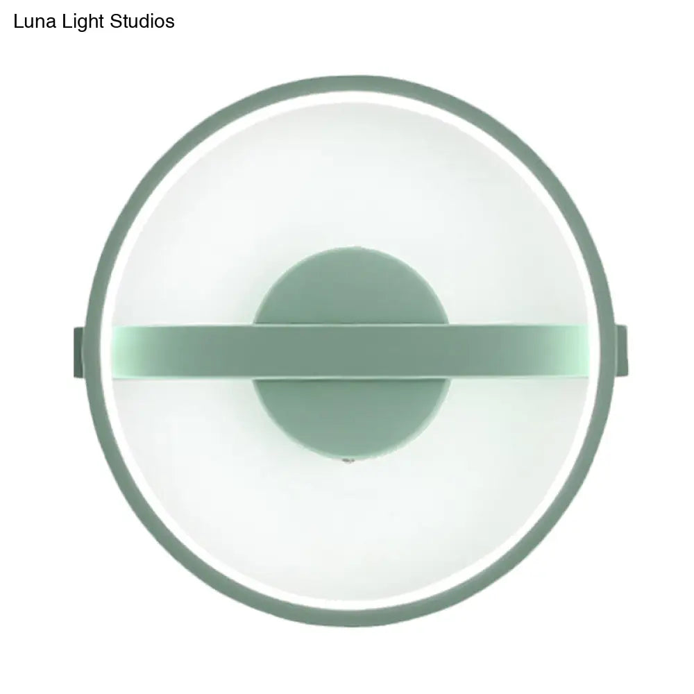 Minimalist Led Acrylic Wall Lamp In Green - White/Warm Light 12.5/16.5 Dia