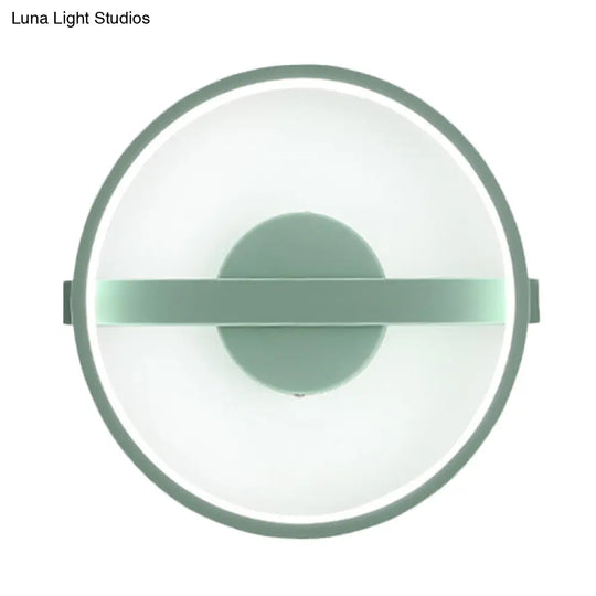 Minimalist Led Acrylic Wall Lamp In Green - White/Warm Light 12.5/16.5 Dia