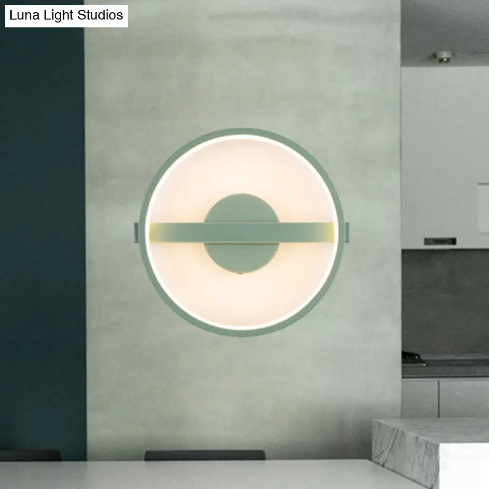 Minimalist Led Acrylic Wall Lamp In Green - White/Warm Light 12.5/16.5 Dia / 12.5 White