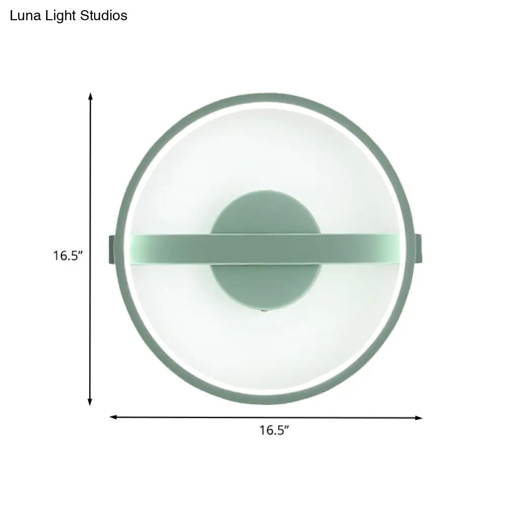 Minimalist Led Acrylic Wall Lamp In Green - White/Warm Light 12.5/16.5 Dia