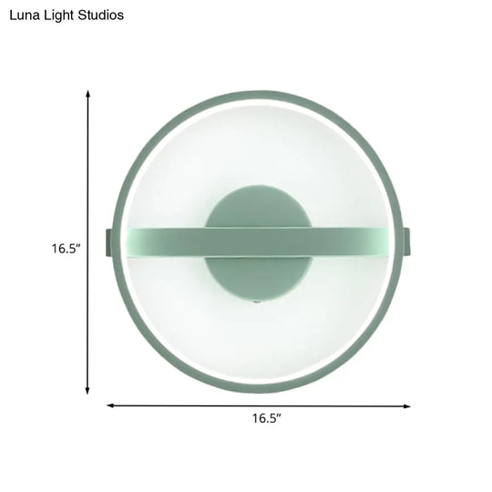 Minimalist Led Acrylic Wall Lamp In Green - White/Warm Light 12.5/16.5 Dia