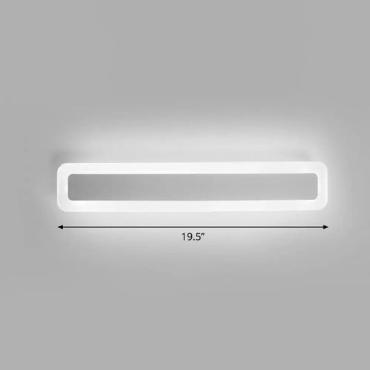 Minimalist Led Bar Vanity Light For Bathroom - White Acrylic Wall Mount / 19.5