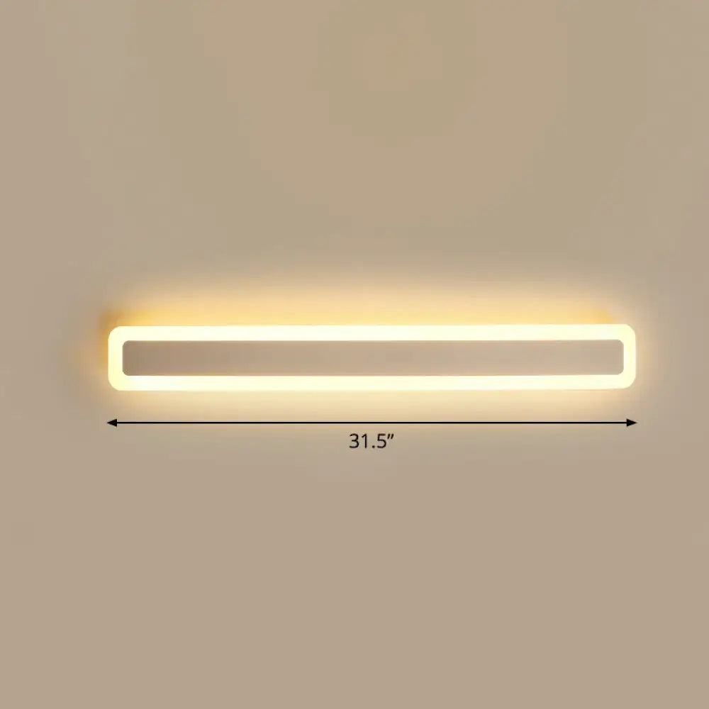 Minimalist Led Bar Vanity Light For Bathroom - White Acrylic Wall Mount / 31.5 Warm