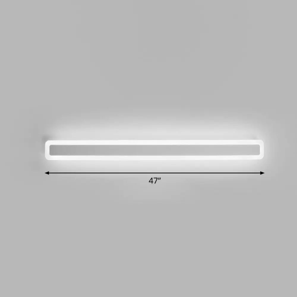 Minimalist Led Bar Vanity Light For Bathroom - White Acrylic Wall Mount / 47