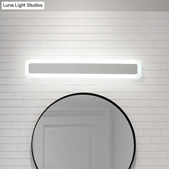 Minimalist Led Bar Vanity Light For Bathroom - White Acrylic Wall Mount