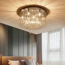 Minimalist Led Bedroom Ceiling Flushmount Lighting With Crystal Drum Shade - 19.5/23.5 W Chrome