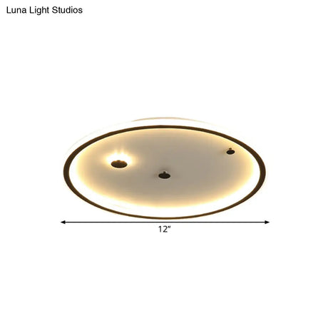 Minimalist Led Bedroom Flushmount Lamp With Round Acrylic Shade In Warm/White Light - 3 Sizes