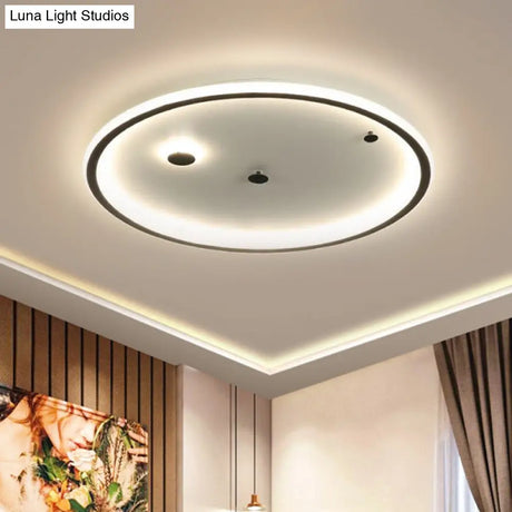 Minimalist Led Bedroom Flushmount Lamp With Round Acrylic Shade In Warm/White Light - 3 Sizes