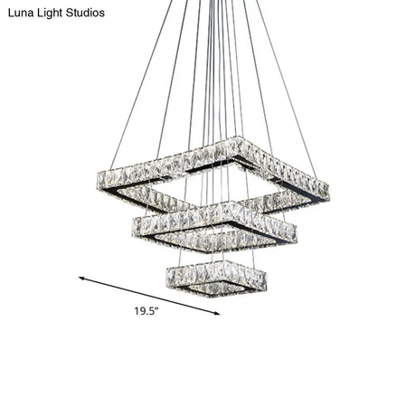 Minimalist Led Black Crystal Ceiling Chandelier Pendant Light Fixture