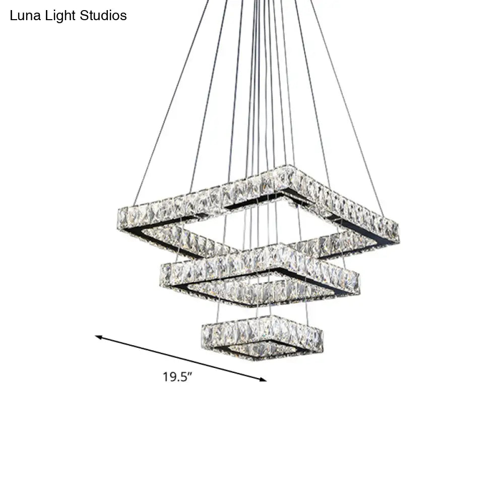 Minimalist Led Black Crystal Ceiling Chandelier Pendant Light Fixture