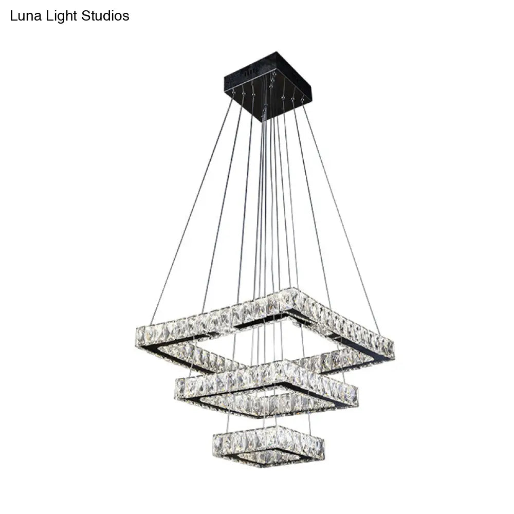 Minimalist Led Black Crystal Ceiling Chandelier Pendant Light Fixture