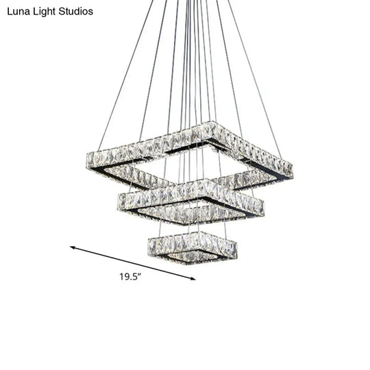Minimalist Crystal Led Black Square Ceiling Chandelier Pendant Light Fixture