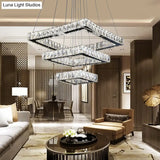 Minimalist Led Black Crystal Ceiling Chandelier Pendant Light Fixture